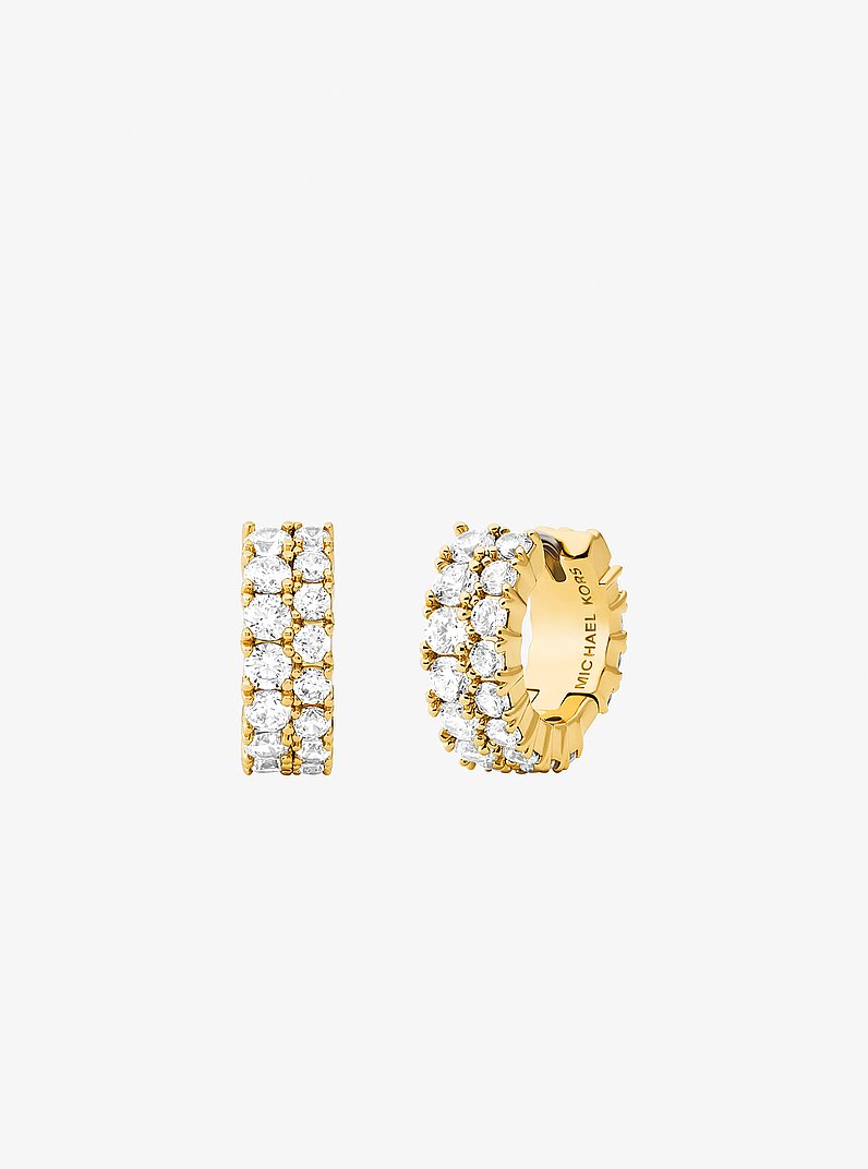 Double Pav&eacute; Bracelet and Huggie Earrings Set in GOLD | Michael Kors