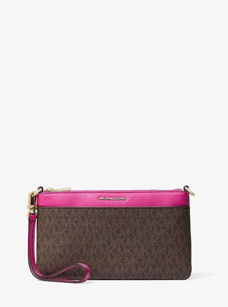Jet Set Medium Signature Logo Wristlet in RASPBERRY | Michael Kors