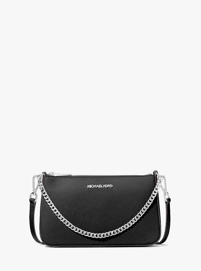 Jet Set Medium Saffiano Leather Crossbody Bag in BLACK | Michael Kors