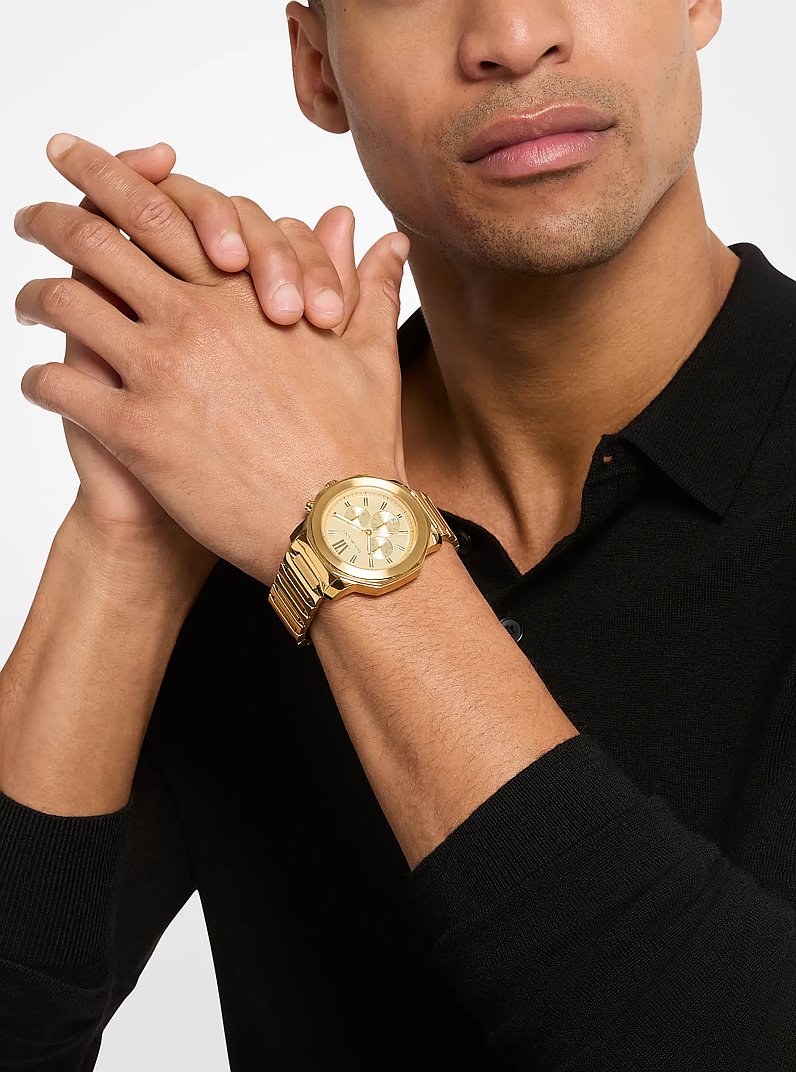 Oversized Prescott Gold-Tone Watch in GOLD | Michael Kors
