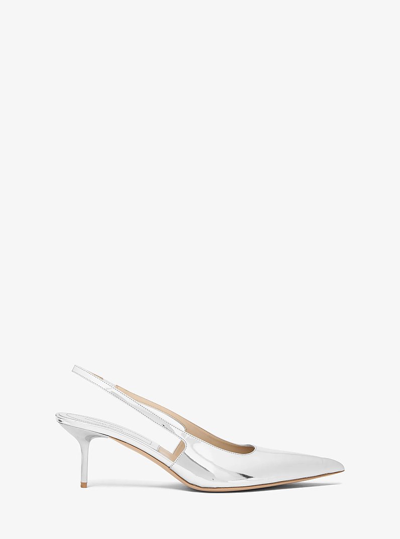 Emma Metallic Leather Slingback Pump in SILVER | Michael Kors