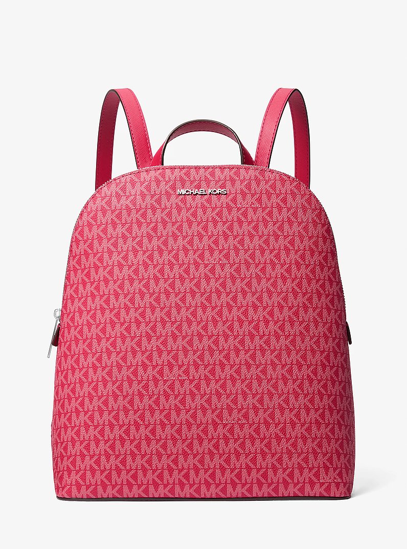 Cindy Large Signature Logo Backpack in DK RASPBERRY - Sale