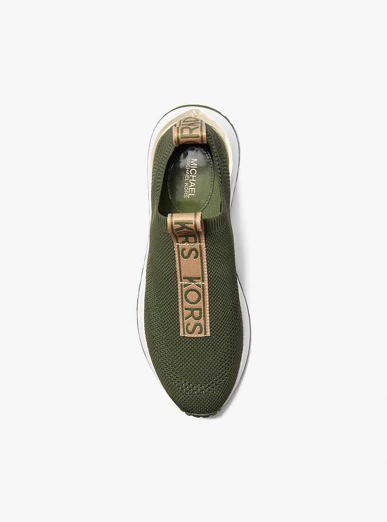 Bodie Logo Tape Stretch Knit Slip-On Trainer in AMAZON GREEN | Michael Kors