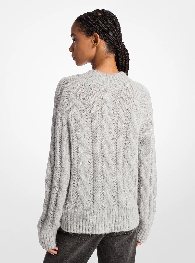 Alpaca Blend Cable Knit Sweater in PEARL HEATHER | Michael Kors
