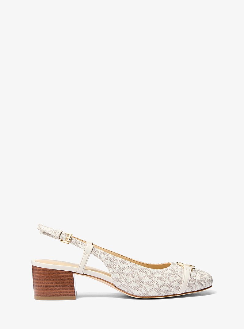 D&eacute;collet&eacute; slingback Dori con stampa logo in COMBO VANIGLIA | Michael Kors