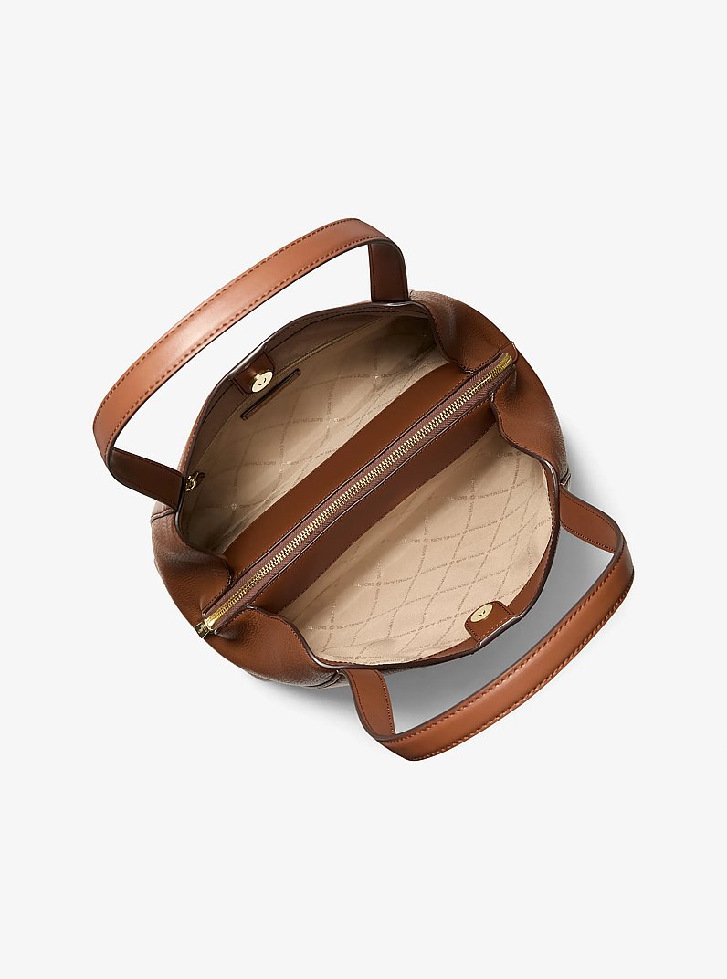 Rosemary Large Pebbled Leather Shoulder Bag in LUGGAGE | Michael Kors