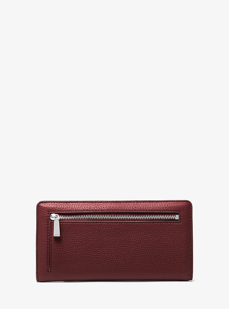 Bryant Large Pebbled Leather Snap-Front Wallet in OXBLOOD | Michael Kors