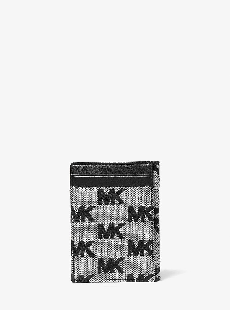Cooper Logo Jacquard Bi-Fold Wallet in BLACK | Michael Kors