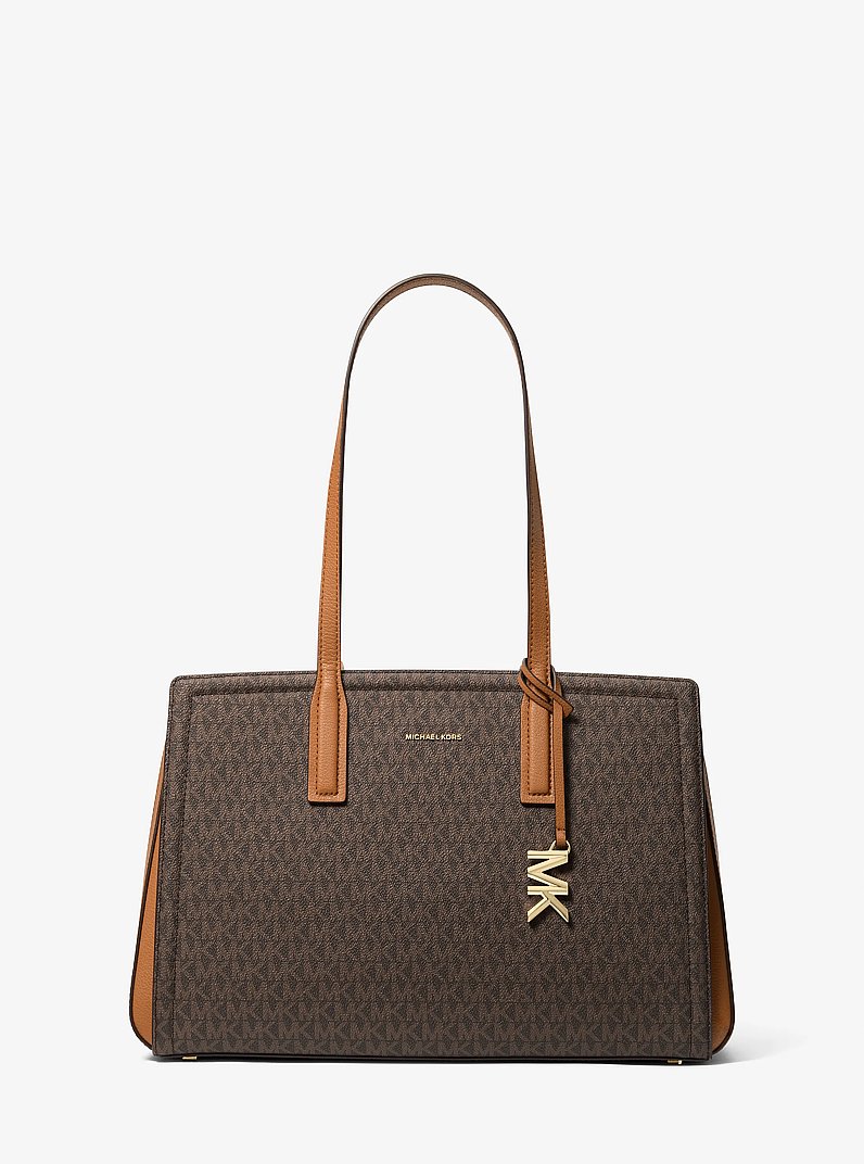 Laila Medium Signature Logo Tote Bag in BRN/ACORN | Michael Kors