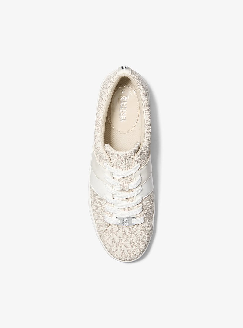 Keaton Striped Signature Logo Sneaker in CREAM | Michael Kors