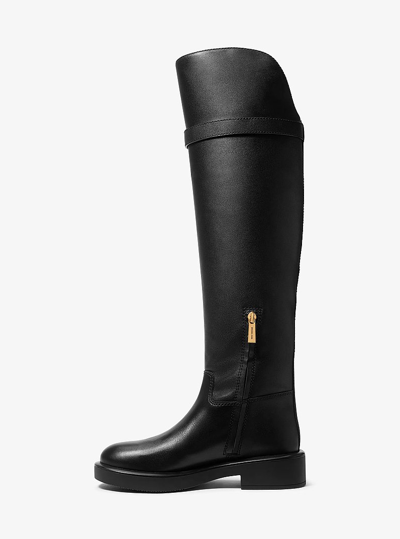 Hamilton Moderne Leather Riding Boot in BLACK | Michael Kors