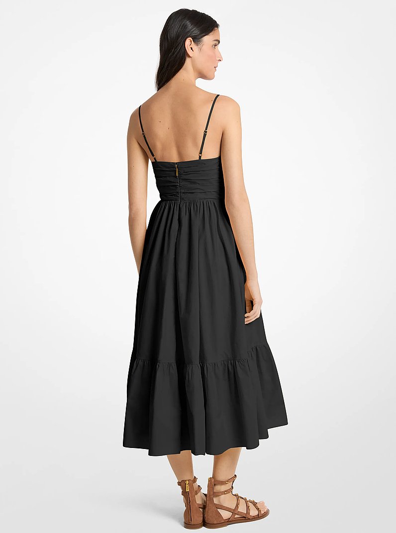 Robe mi-longue en popeline de coton in NOIR | Michael Kors
