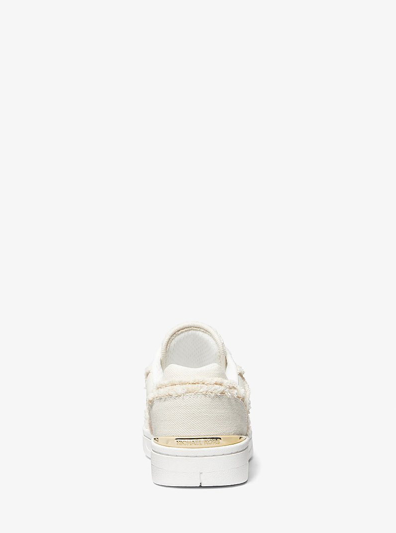 Rebel Frayed Denim Sneaker in OPTIC WHITE | Michael Kors