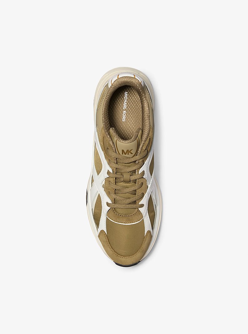 Leo Mixed-Media Trainer in SAFARI GREEN | Michael Kors