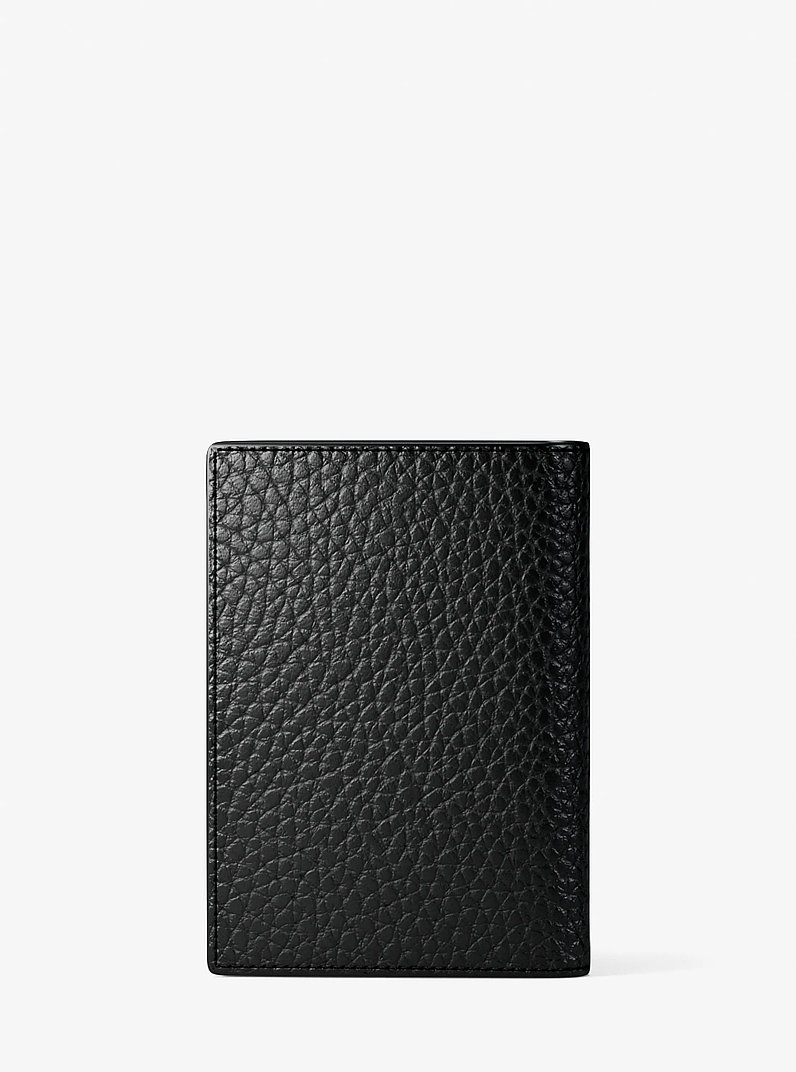 Cooper Pebbled Leather Bi-Fold Card Case in BLACK | Michael Kors