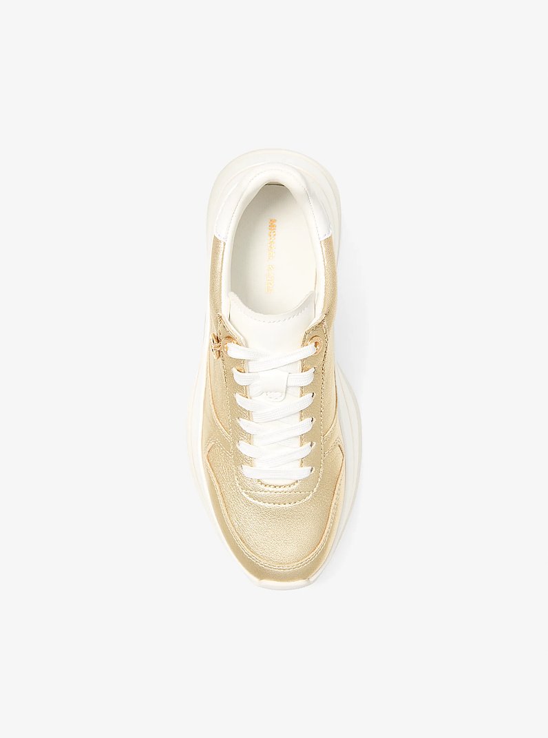 Arla Metallic Leather Trainer in PALE GOLD | Michael Kors