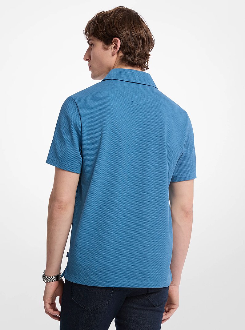 Stretch Cotton Polo Shirt in STEEL BLUE | Michael Kors