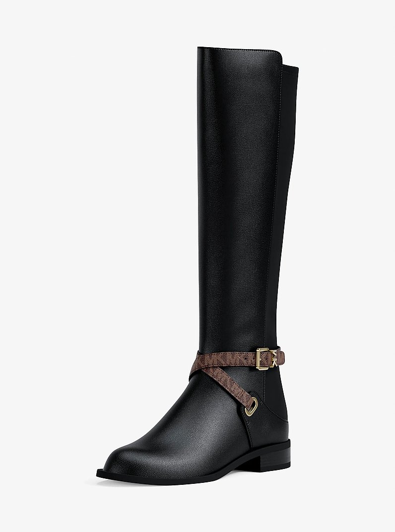 Rachel Signature Logo Trim Boot in BLK/BROWN | Michael Kors