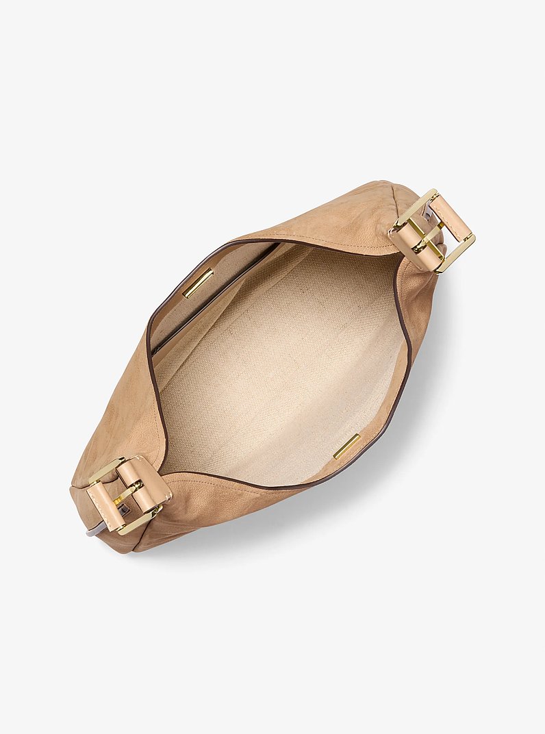 Nolita Large Nubuck Hobo Shoulder Bag in CAMEL | Michael Kors