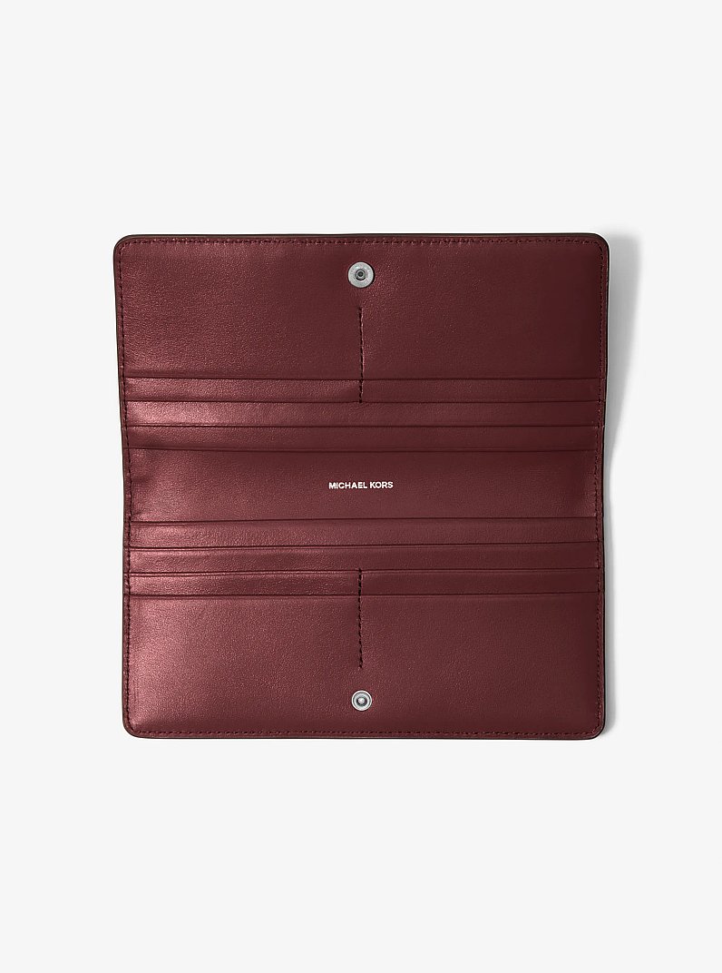 Bryant Large Pebbled Leather Snap-Front Wallet in OXBLOOD | Michael Kors