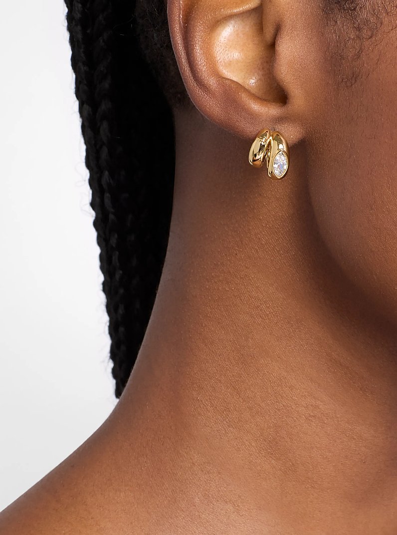 Marquise Cut Cubic Zirconia Double Hoop Earrings in GOLD | Michael Kors