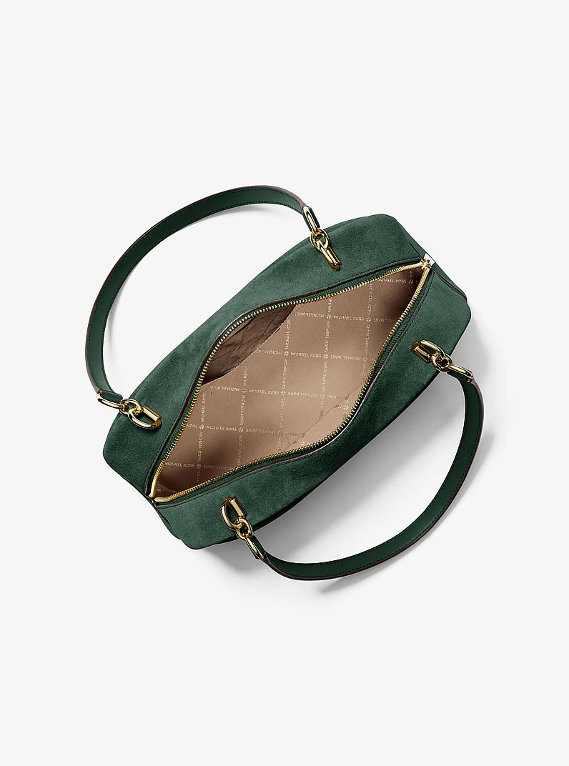 Cecily Medium Suede Shoulder Bag in MOSS | Michael Kors