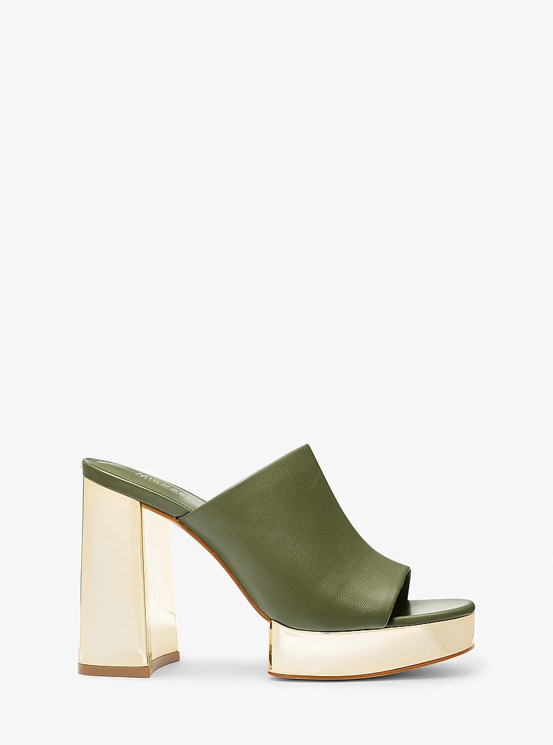 Celeste Leather Platform Mule in LUGGAGE - Sale | Michael Kors [US]