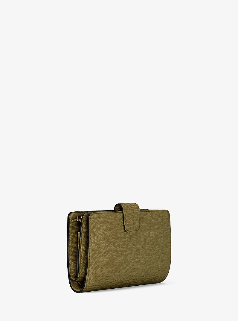 Cartera mediana de piel de grano cruzado in OREGANO | Michael Kors