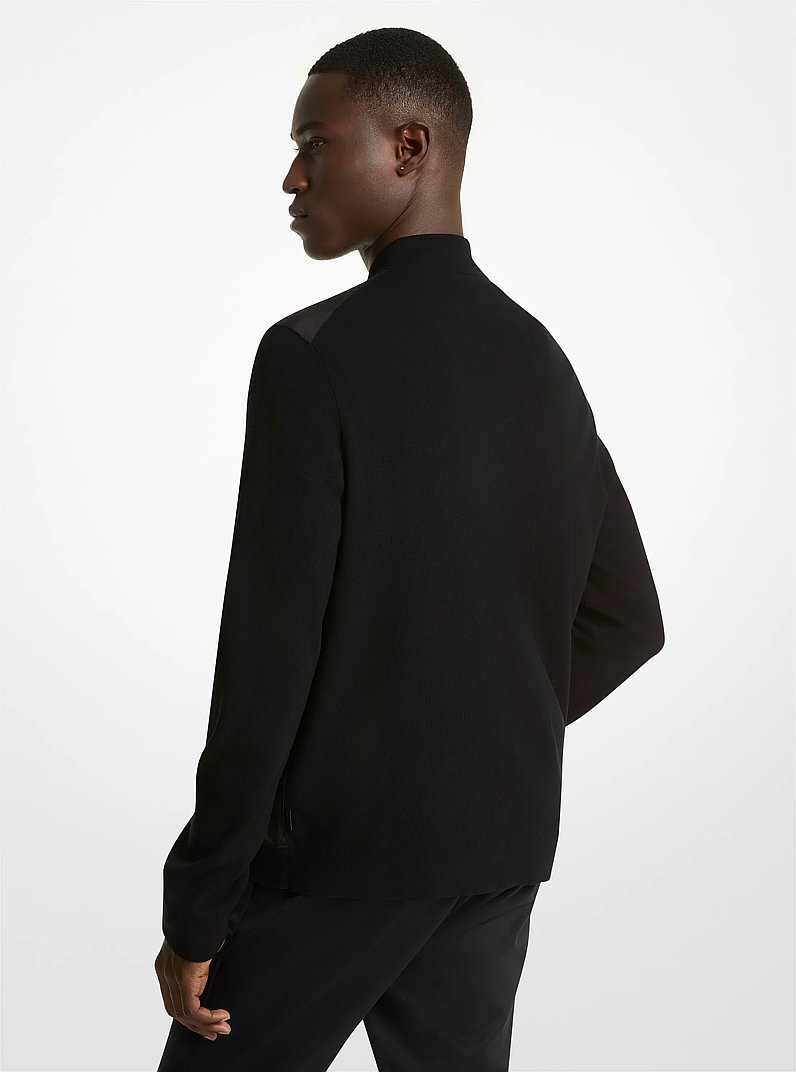 Viscose Blend Zip-Up Jacket in BLACK | Michael Kors