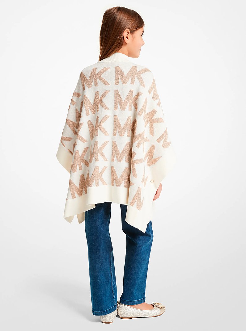 Poncho de punto metalizado con logotipo