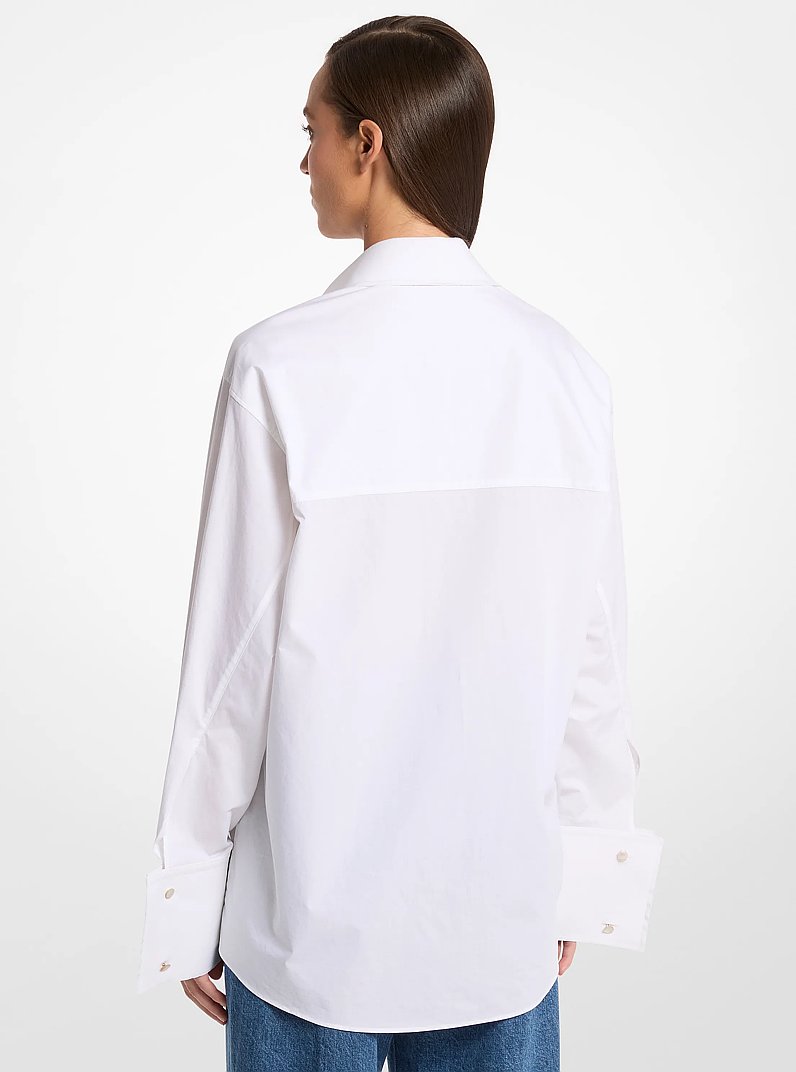 Camisa Tyler extragrande de popelina de algod&oacute;n lavado in BLANCO INTENSO | Michael Kors