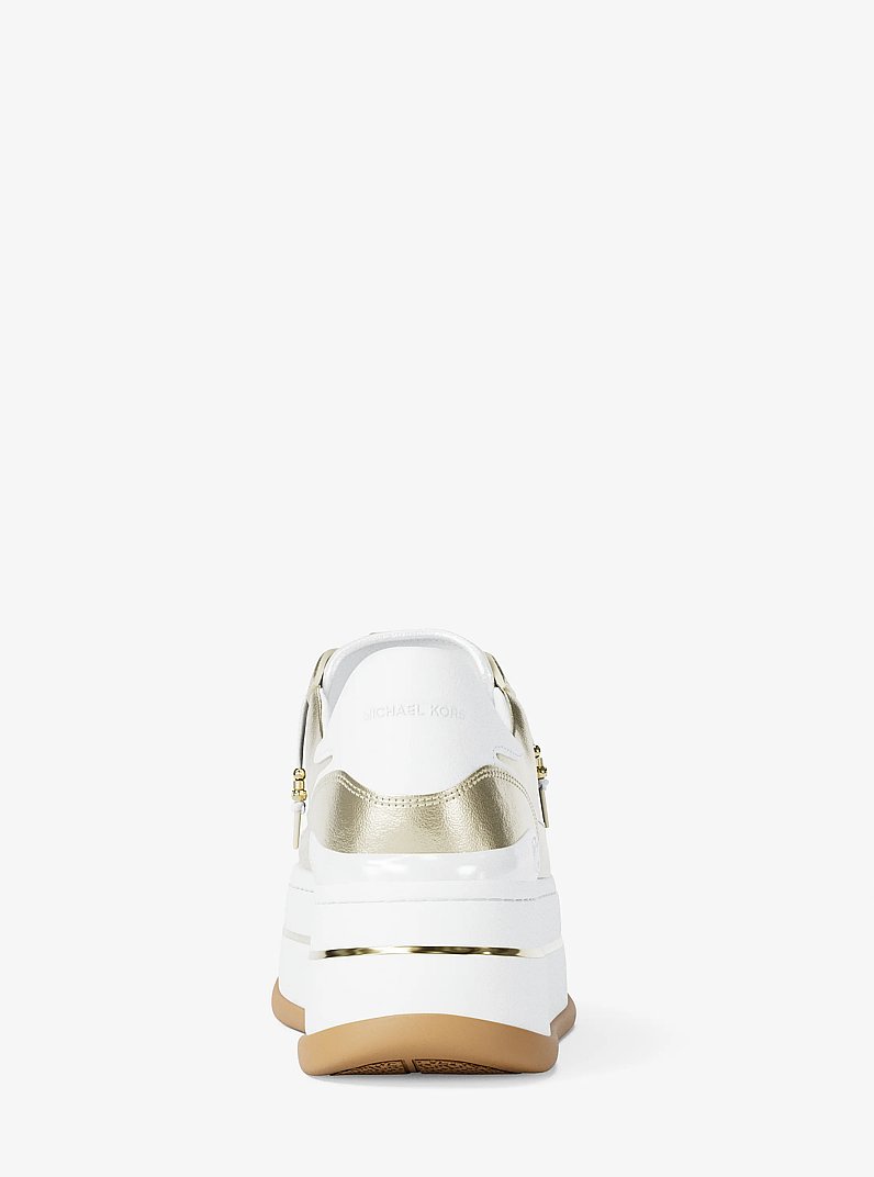 Hayes Embellished Metallic Leather Platform Sneaker in PALE GOLD | Michael Kors