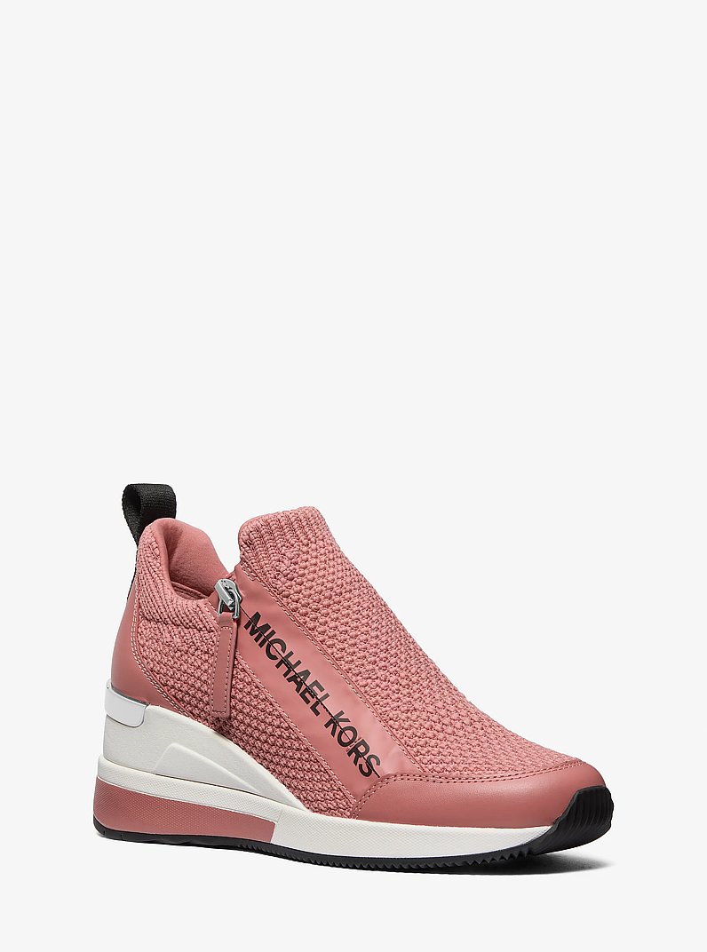 Willis Textured Stretch-Knit Trainer in ROSE | Michael Kors
