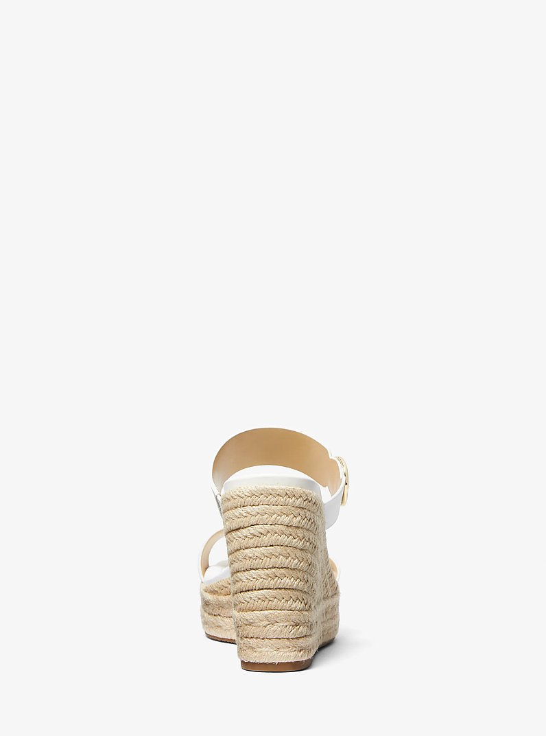 Lucinda Leather Wedge Sandal in OPTIC WHITE | Michael Kors