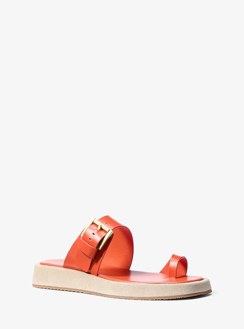 Selah Leather Slide Sandal in RED CLAY | Michael Kors