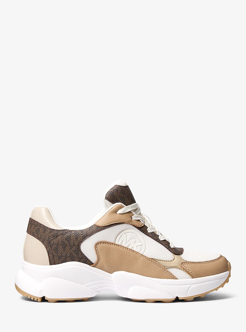 Samira Mixed-Media Trainer in BROWN | Michael Kors