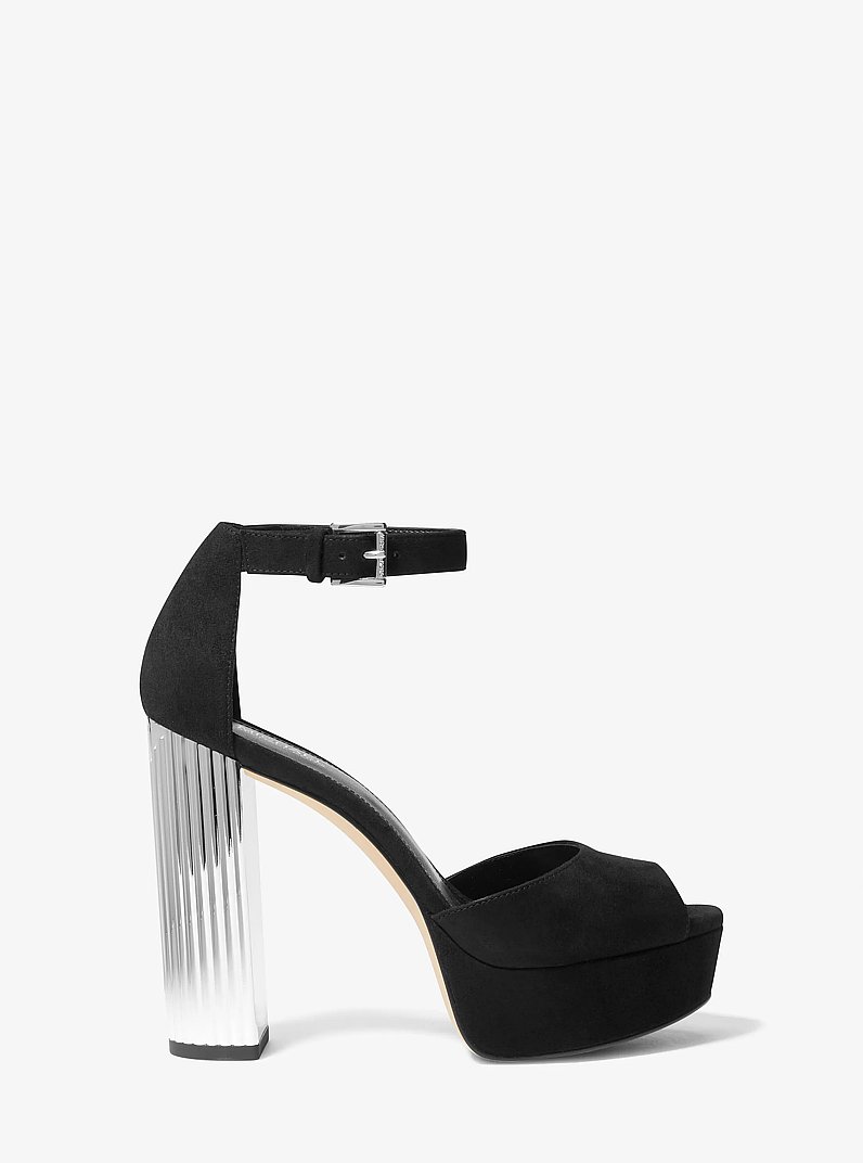 Porter Suede Platform Peep-Toe Pump in BLACK | Michael Kors