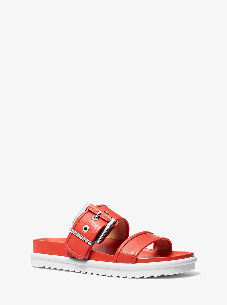 Colby Leather Slide Sandal in SPICED CORAL | Michael Kors
