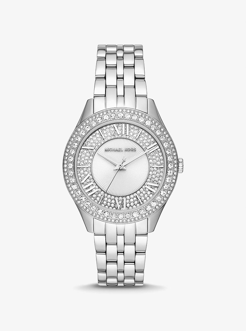 Harlowe Pav&eacute; Silver-Tone Watch in SILVER | Michael Kors
