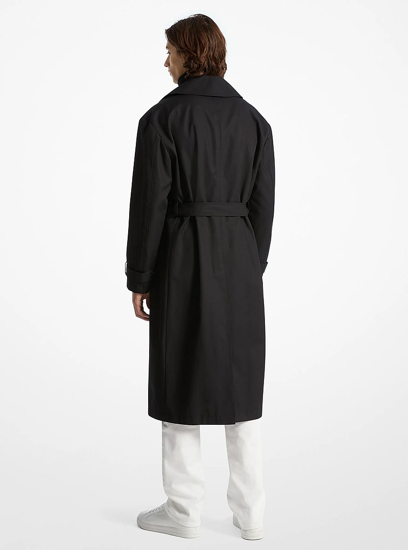Oversized Cotton Trench Coat in BLACK | Michael Kors