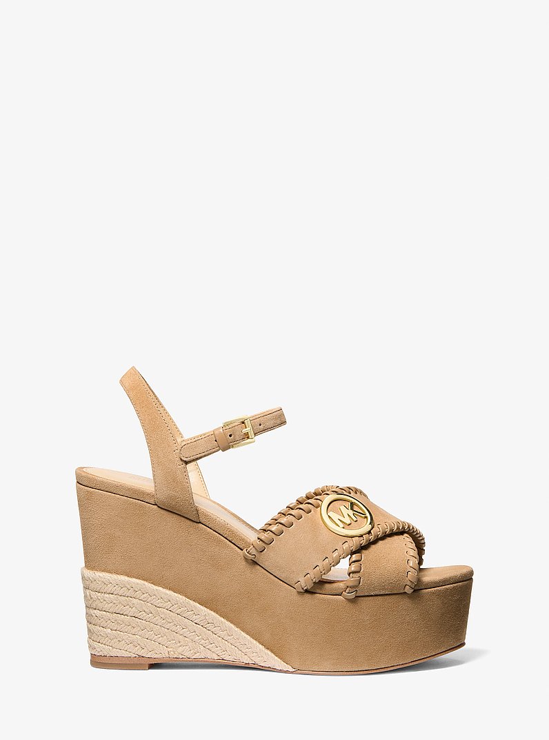 Hannah Suede Platform Sandal in CAMEL | Michael Kors