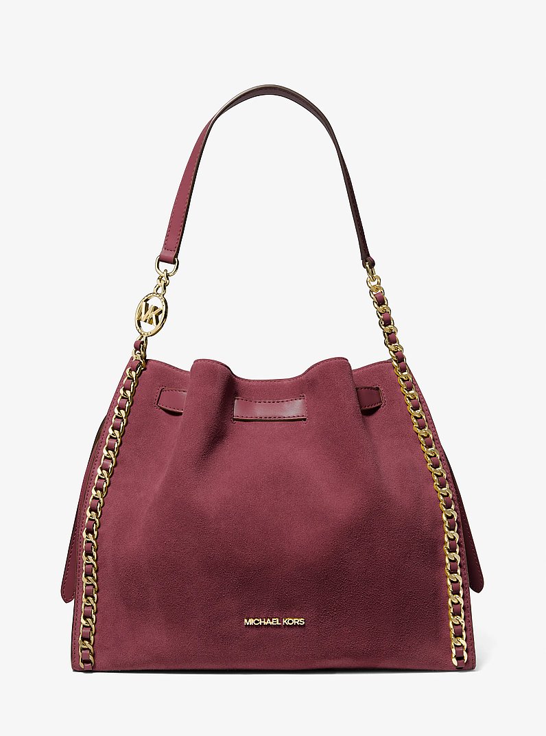 Bolso de hombro Mina grande de ante con cadena in GUINDA | Michael Kors