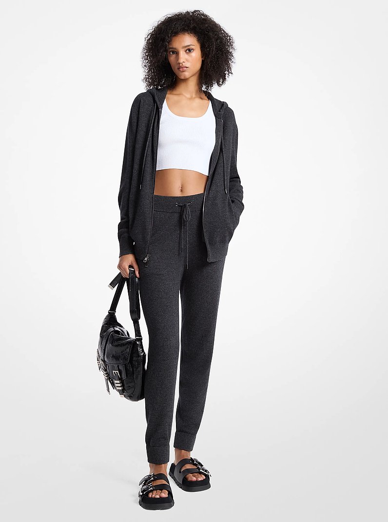 Wool and Cashmere Blend Joggers in CHARCOAL_MELANGE | Michael Kors