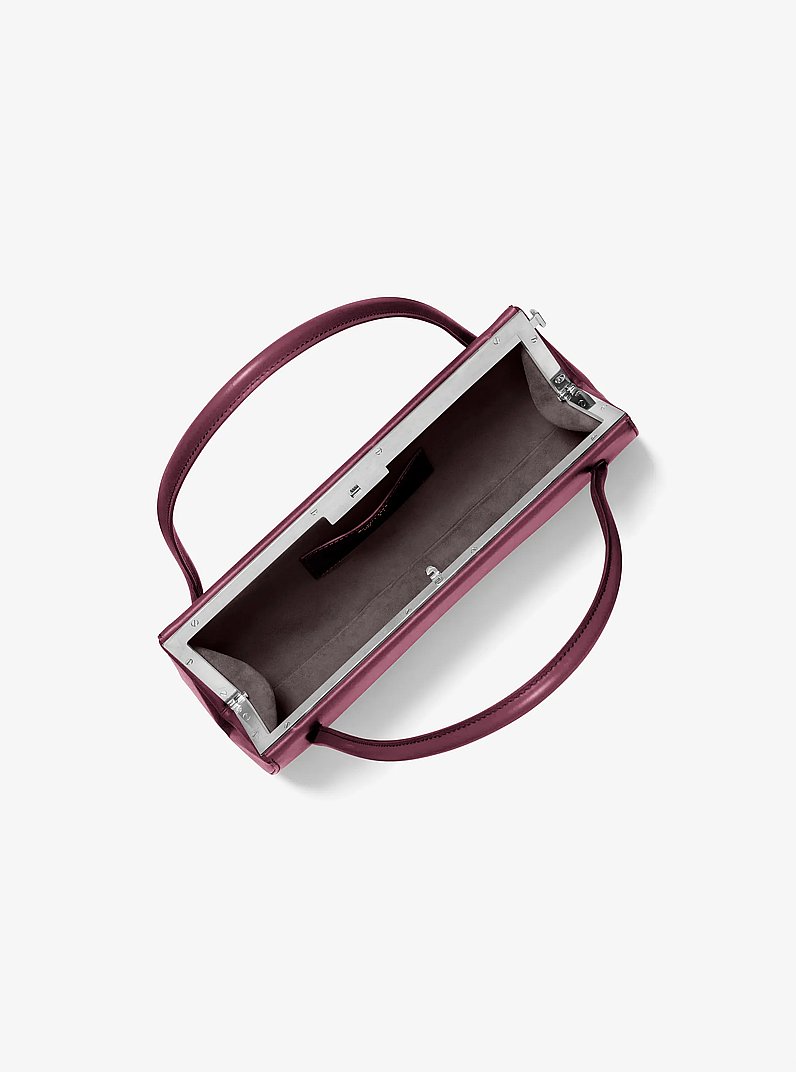 Anna Slim Leather Frame Bag in WINE | Michael Kors