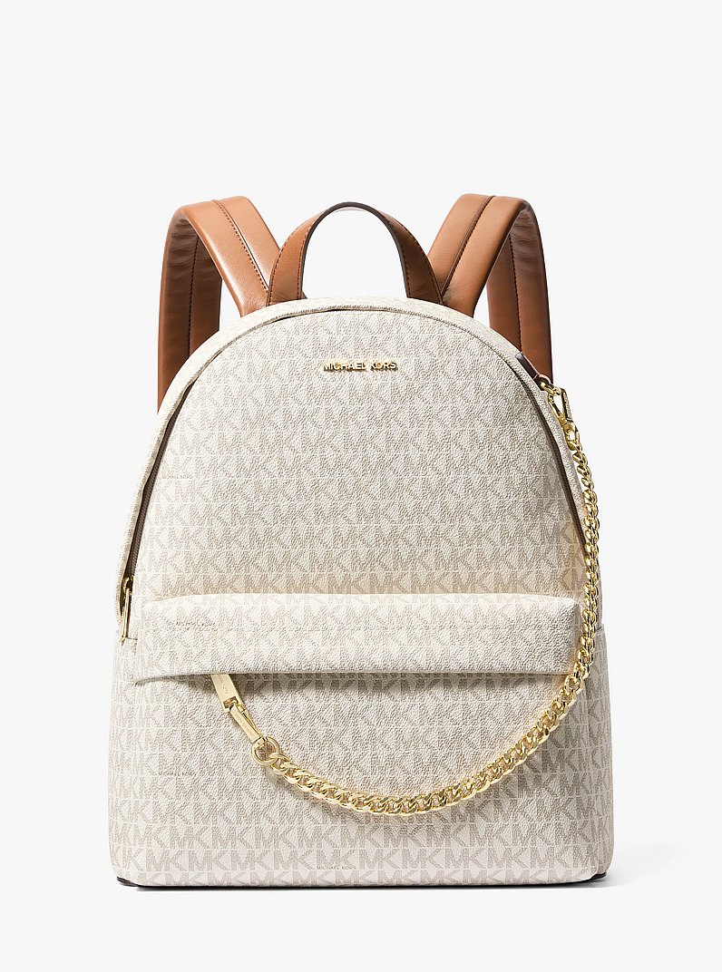 Slater Medium Signature Logo Backpack in VANILLA | Michael Kors