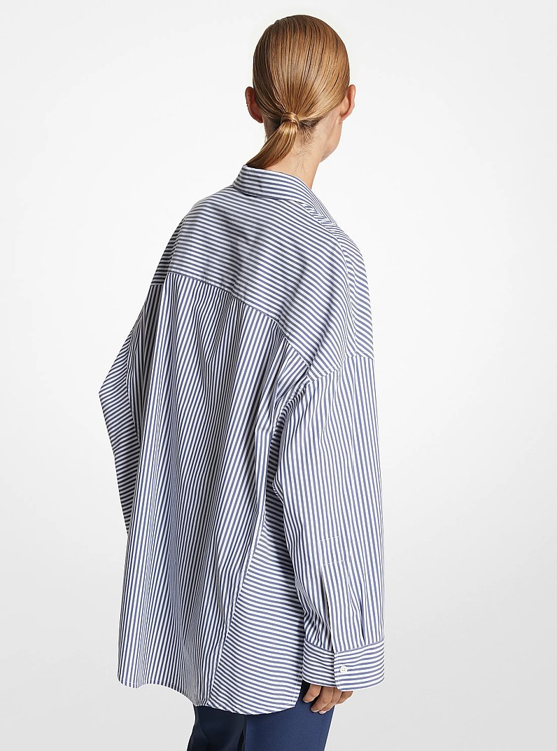 Striped Cotton Blend Oversized Shirt