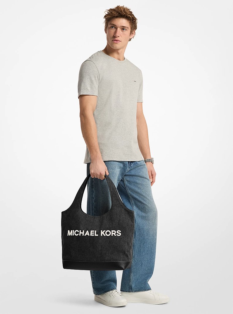 Cooper Medium Denim Tote Bag in BLACK WASH | Michael Kors