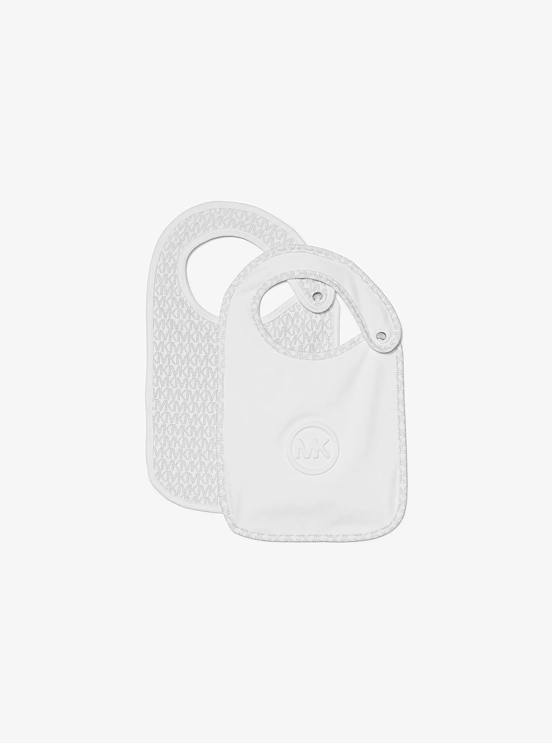 2-Pack Logo Cotton Baby Bibs in WHITE | Michael Kors