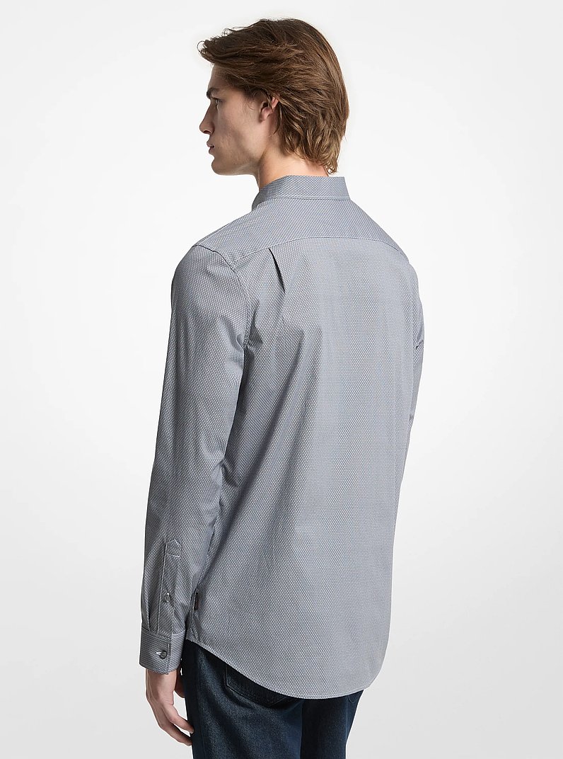 Diamond Print Stretch Cotton Shirt in BLACK | Michael Kors