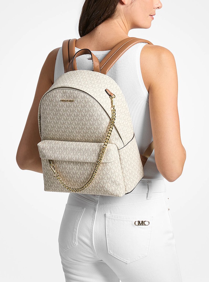 Slater Medium Signature Logo Backpack in VANILLA | Michael Kors